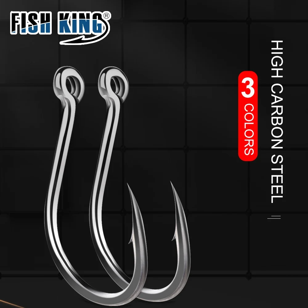 FISH KING 50-100 piezas de anzuelo de pesca dorado de acero rico en carbono 1 # -12 # Anzuelo de púas con anzuelos rojos con ojo anillado para aparejos de pesca de carpa - imagen 4