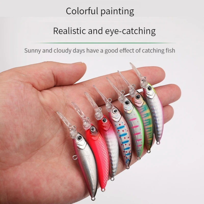 Señuelo de pesca Minnow, señuelo de depredador de hundimiento de 70mm, señuelo Wobbler Artificial, cebo duro para curricán, Crankbait de mar para lucio, aparejo de lubina, señuelo - imagen 5