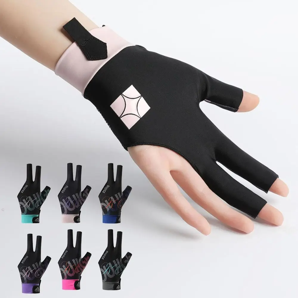 Guante de billar portátil para mano izquierda, guantes de entrenamiento de billar elásticos y transpirables, guantes antideslizantes de tres dedos, accesorios de Fitness - imagen 3