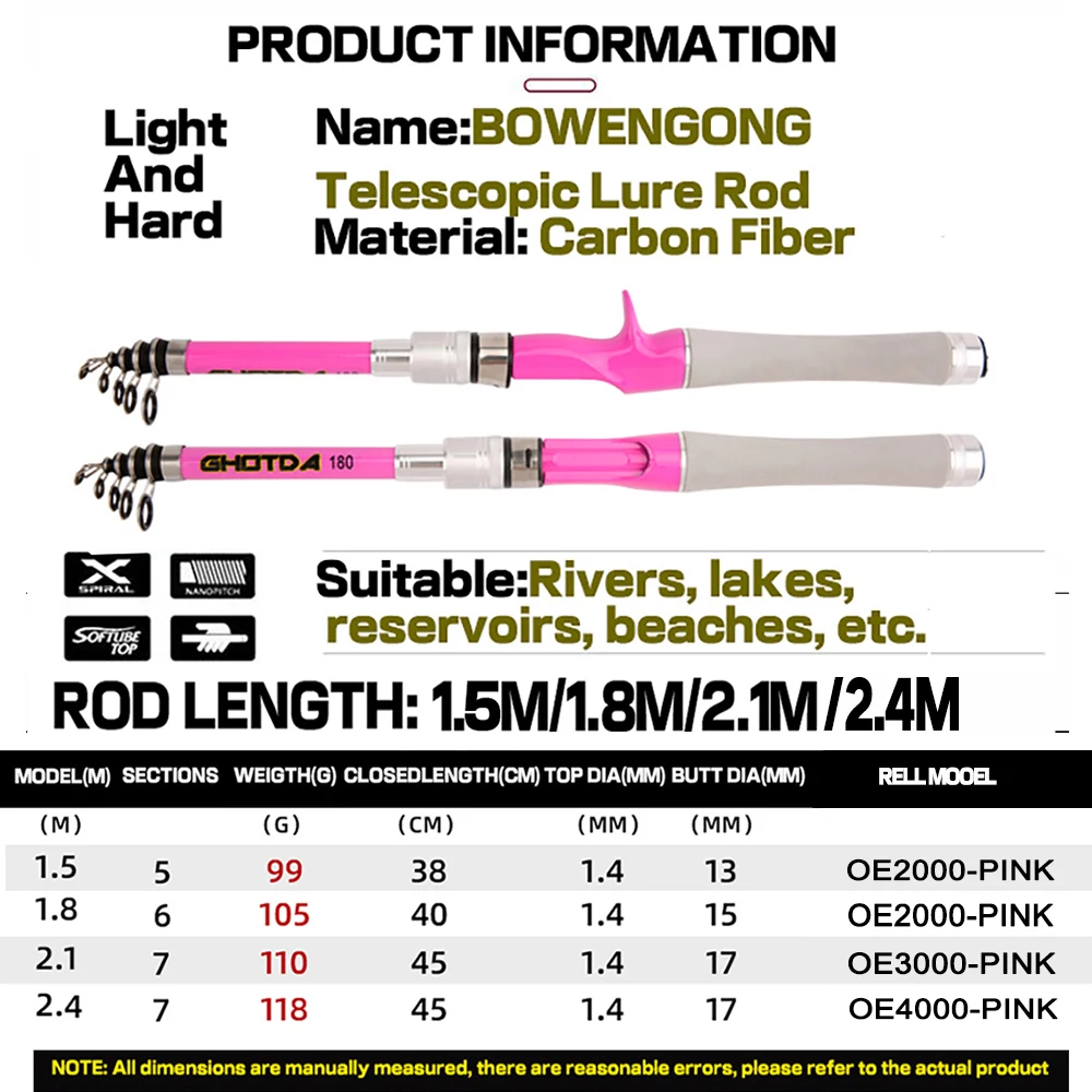 Combo de caña de pescar telescópica portátil, caña de pescar de 1,5-2,4 m y Kit de sedal de Pesca de carrete giratorio 2000 3000 4000 para Pesca de agua dulce - imagen 3