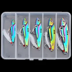 Señuelo de Metal de hoja Vib, 5 piezas, 7-25G, Spinner de hundimiento, cebos de vibración, Vibe Swimbait para Pesca de Lucio, Señuelos de Pesca coloridos