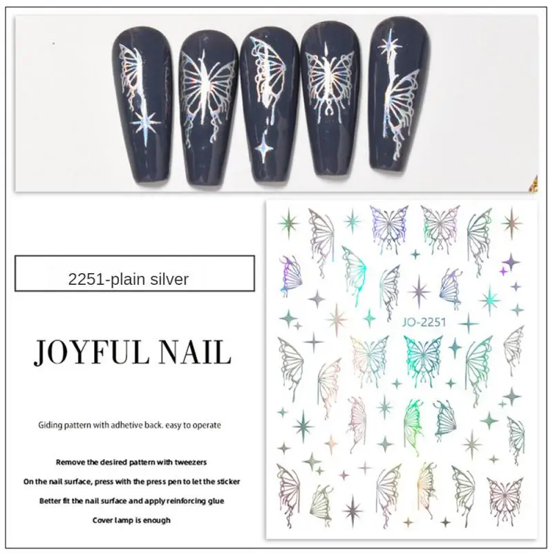 Pegatinas de estrellas para uñas, 1/2/3 piezas, 3D, Corazón Azul, arcoíris, Planeta, nubes, diseño de puntas de manicura, decoración artística de uñas - imagen 3