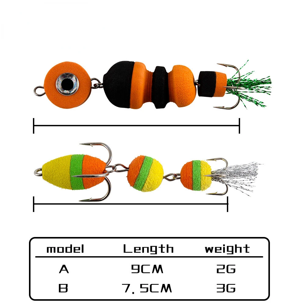 Señuelo de Pesca biónico, cebo de gusano Multicolor, gancho de espuma, Luya de Plomo Fundido largo, 1 piezas, 7,5/9cm, 2g/3g - imagen 2