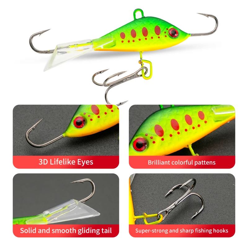 Plantilla de hielo, señuelo de pesca de invierno, 10g, 15g, equilibrador, cebo Artificial duro con anzuelos luminosos para perca, Lucio, cebo de pesca de invierno - imagen 3