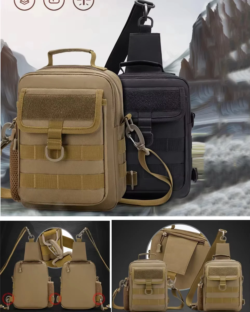 Riñonera táctica para escalada, bolso de viaje Molle, senderismo al aire libre, ciclismo, senderismo, caza, bolsos de hombro, riñonera de mensajero para hombre - imagen 3