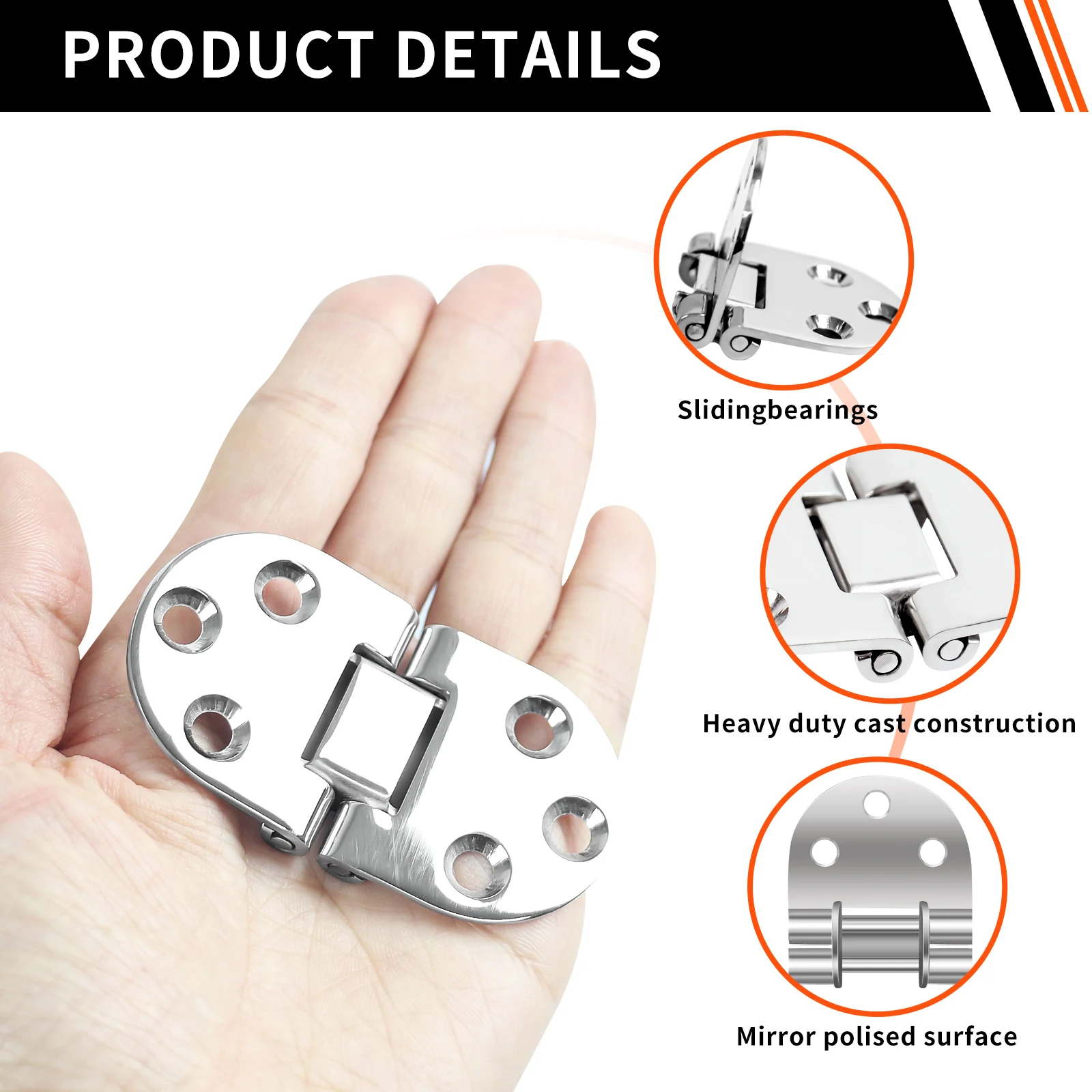 Bisagras fundidas de acero inoxidable marino con acabado espejo