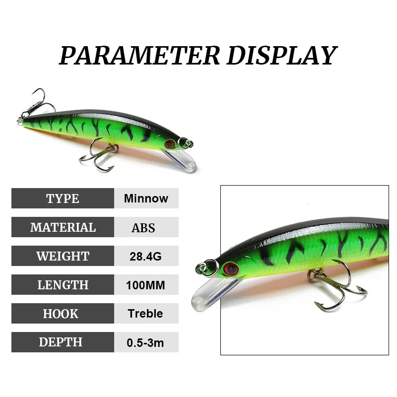 Señuelo de pesca de pececillo que se hunde por 1 piezas, cebo Artificial duro láser de 10cm y 28,8g, ojos 3D de plomo incorporado, aparejos de pesca Crankbait - imagen 4