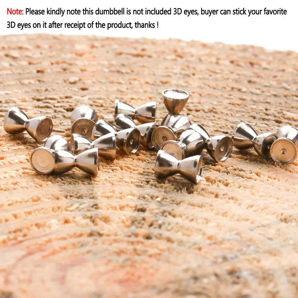 Bimoo-Cuentas de mancuernas de latón Sunken, Ojos de mancuerna, Material de atado de moscas para Crazy Charlie, Señuelos de Pesca de agua salada, cebo, 20 piezas - imagen 5