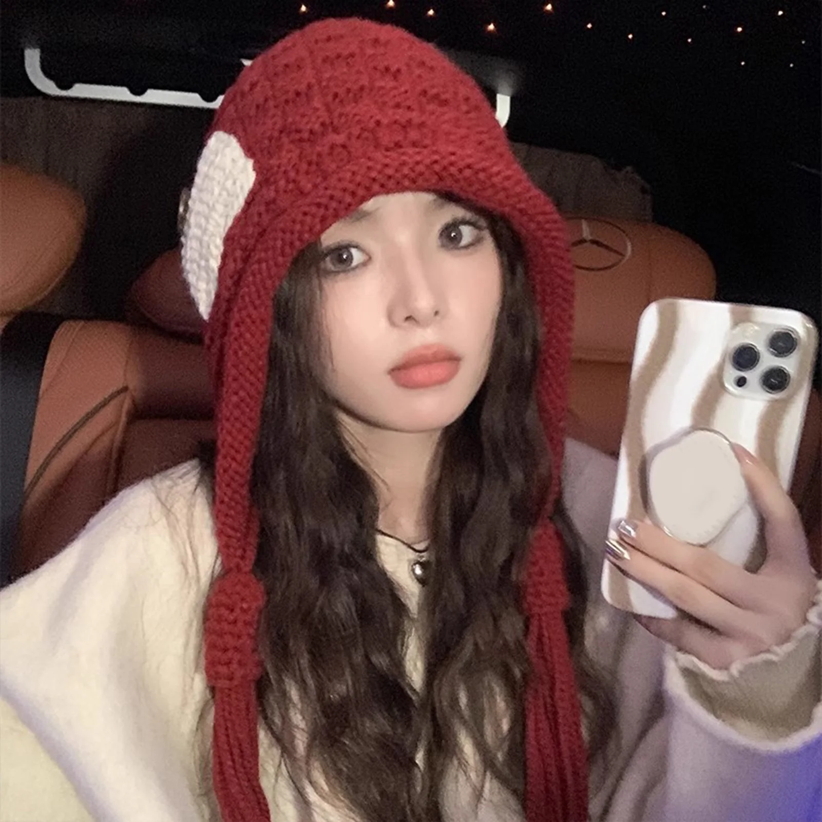 Gorro cálido de punto para invierno para mujer, boina con protección para los oídos a prueba de viento para exteriores, gorros para ciclismo, montar y acampar, gorros de moda para niñas, 1 unidad - imagen 2