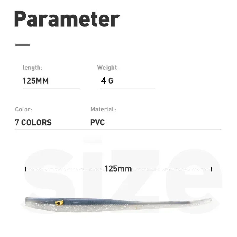 6 unids/bolsa señuelo suave 125mm Crazy Slug señuelo suave cebo de lubina gusano de silicona Shad Anguila Needfish RAIS Spotter Crazy Slug leurre souple - imagen 2