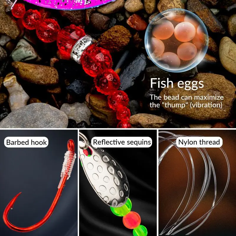 Kit de señuelos de cuchara de Metal para Lucio, Wobblers, Crankbaits, Spinner, cucharas de lentejuelas, cuentas, señuelo de trucha con gancho, cebo duro Artificial, 5 uds. - imagen 2