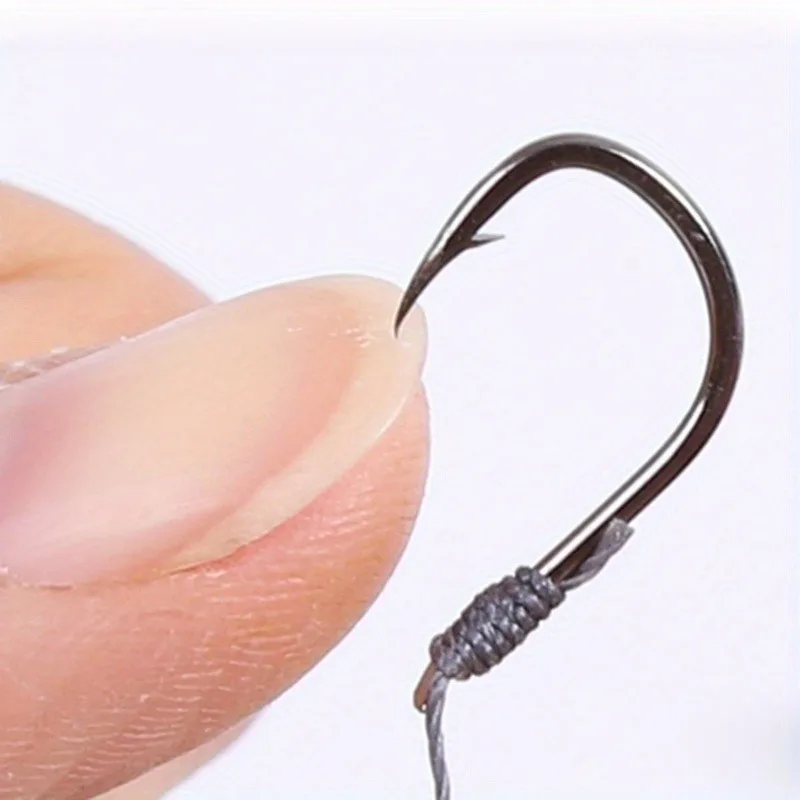 Ackibbik 50 anzuelos de pesca de tamaño pequeño con línea PE 3 # -12 #   Anzuelos de pesca preatados, gancho de cuerda, gancho de sublínea para pesca de carpa - imagen 5