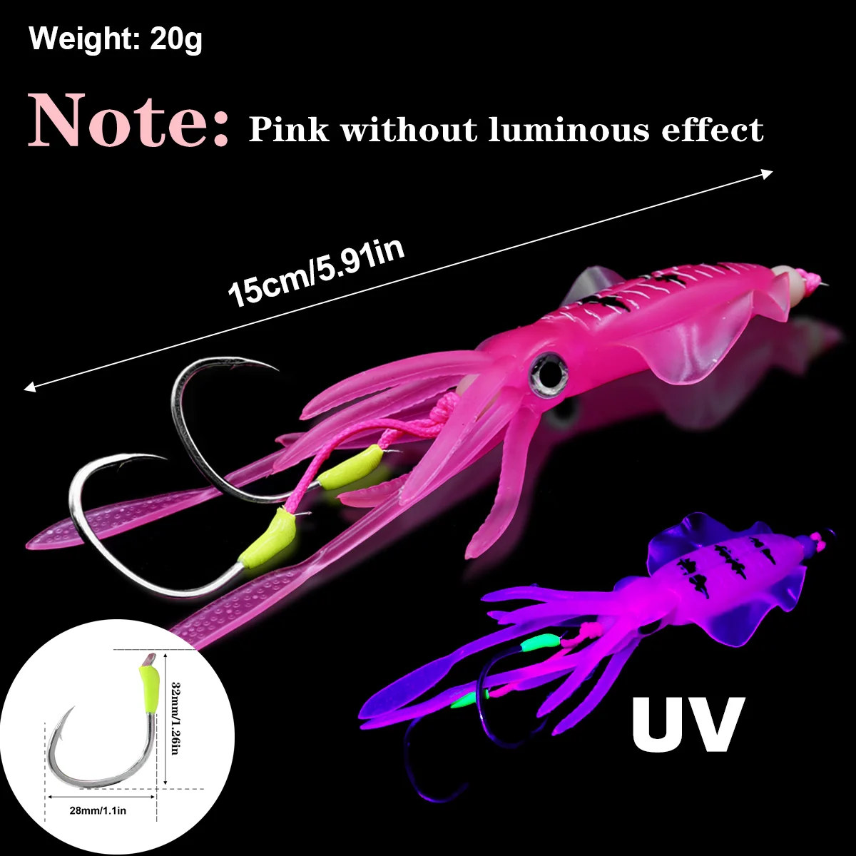 ZYZHE Señuelo Luminoso Calamar – Doble Anzuelo Marino - imagen 2