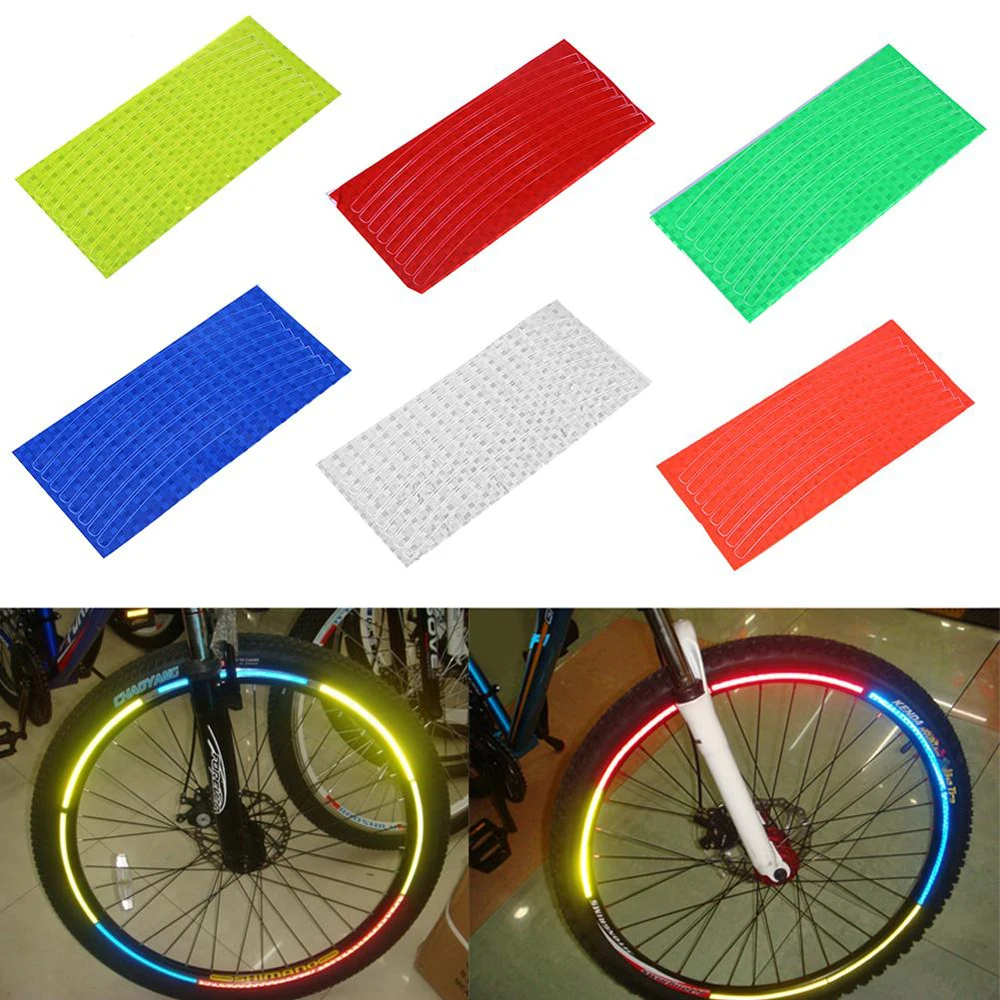 Pegatina para rueda de bicicleta, cinta reflectante fluorescente, decoración de ciclismo, MTB - imagen 3