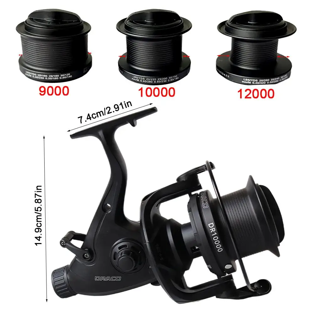 Carrete de Pesca giratorio de alta resistencia, serie 9000/10000/12000, arrastre máximo de 20KG, lanzamiento de larga distancia, rueda de Jigging de agua salada - imagen 3