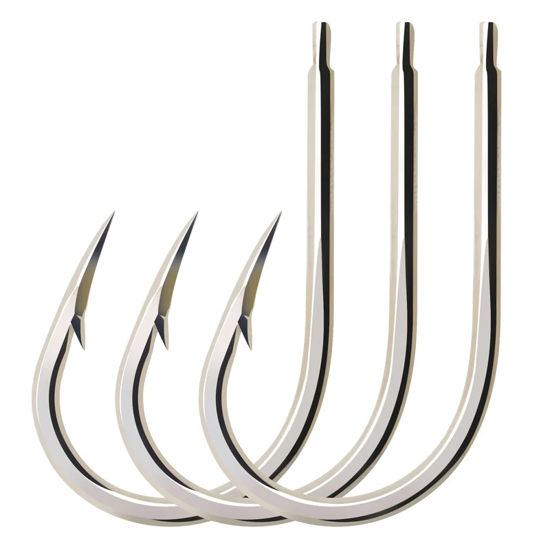 ZYZ 3 ~ 5 anzuelos de pesca de mar tamaño 7/0 #   9/0 #   11/0 #   Acero rico en carbono con anillos, anzuelos de pesca para barcos, ideales para peces grandes - imagen 2