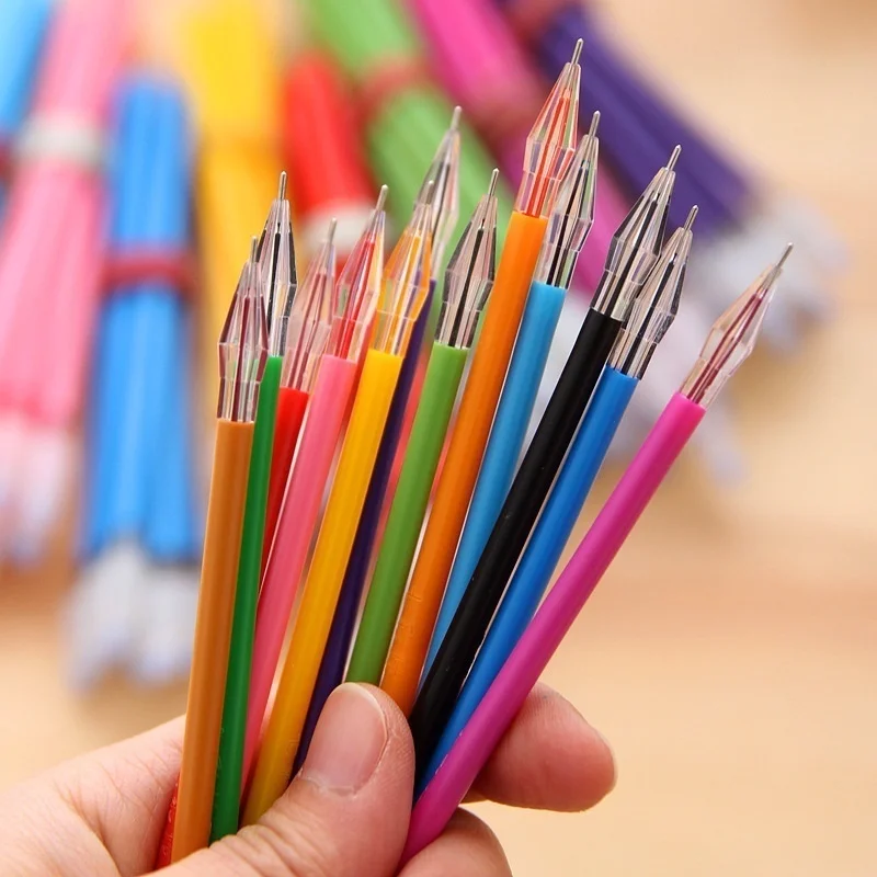 24 Uds. Recambios coloridos con cabeza de diamante, recambios creativos de bolígrafo de Gel de 12 colores, 0,38mm, papelería de oficina, suministros escolares - imagen 3