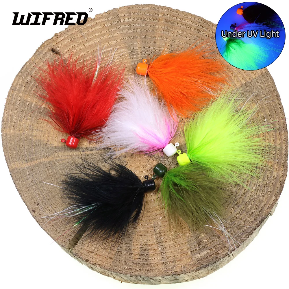 Wifreo 3 uds/6 uds pesca en hielo tipo de pez plantilla señuelo 5,8g/0,2oz plantillas de marabú pesca con mosca trucha lubina Pike Walleye Señuelos de pesca de salmón
