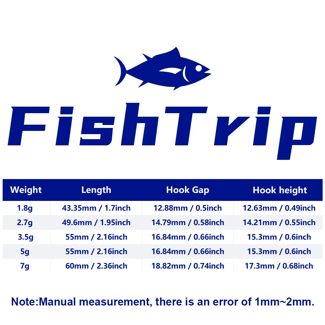 FishTrip 10 Uds cabeza de anzuelo oscilante 1,8g ~ 7g anzuelo de pesca sin malezas bajo para pescar agua salada agua dulce - imagen 3
