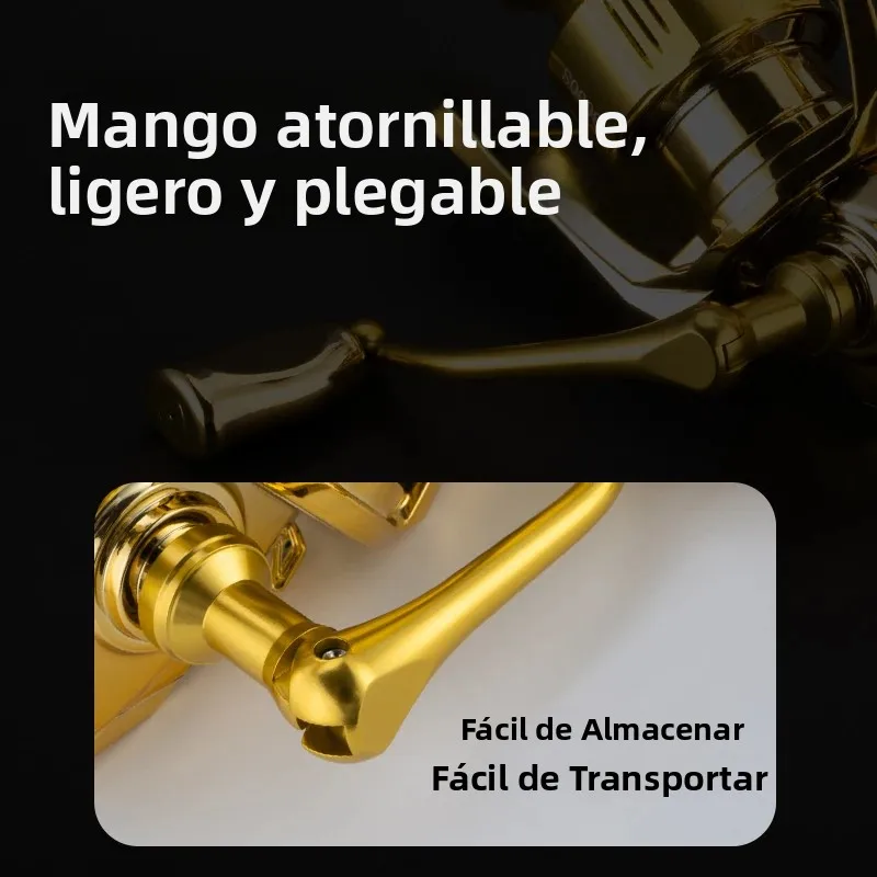 Huidiao carrete giratorio dorado 2500/3000 carrete de pesca con señuelo impermeable 6 + 1 mango de Metal con tornillo BB blindado para agua dulce y salada - imagen 5