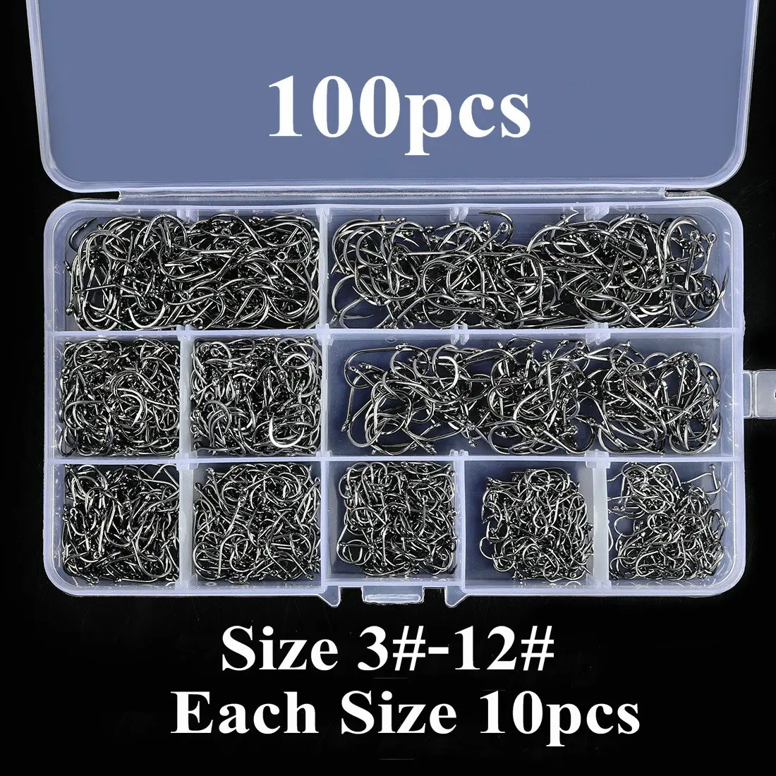 100-400pc/Box 3#-12# Carp Fishing Hooks Fly Fishhook High Carbon Steel Circle Fishhook Jig Barbed Pesca Fishing Hook Set - imagen 4