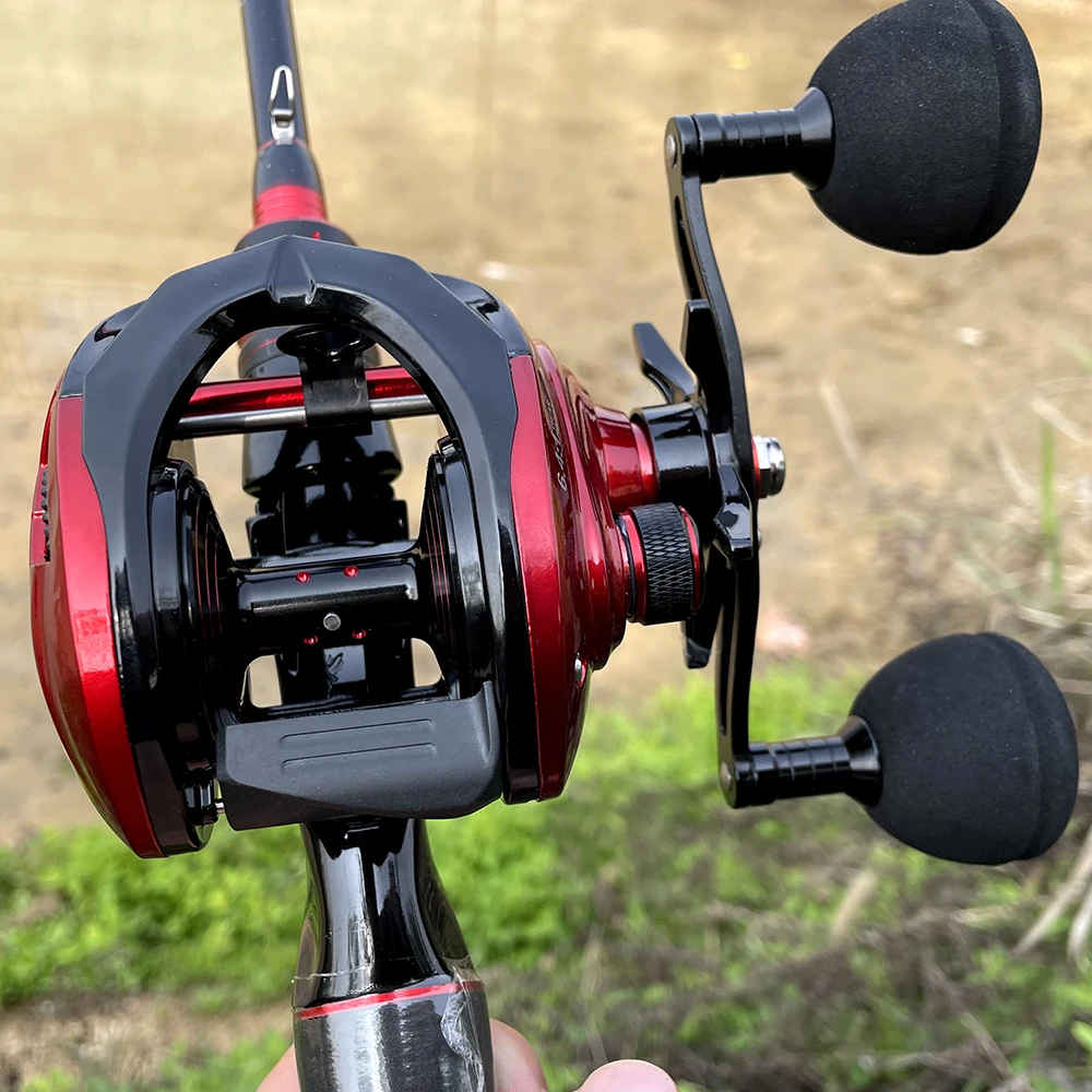 Nuevo carrete de Pesca Baitcasting con freno magnético, relación de engranaje 6,4:1, potencia de arrastre, carrete profundo de Metal de 15KG para aparejos de Pesca de Lucio - imagen 5