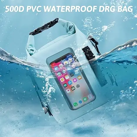 Bolsa seca Goture de 5L, bolsa impermeable de PVC 500D con correas para los hombros, bolsa para teléfono con pantalla táctil para pesca, Camping, viajes en la playa - imagen 2