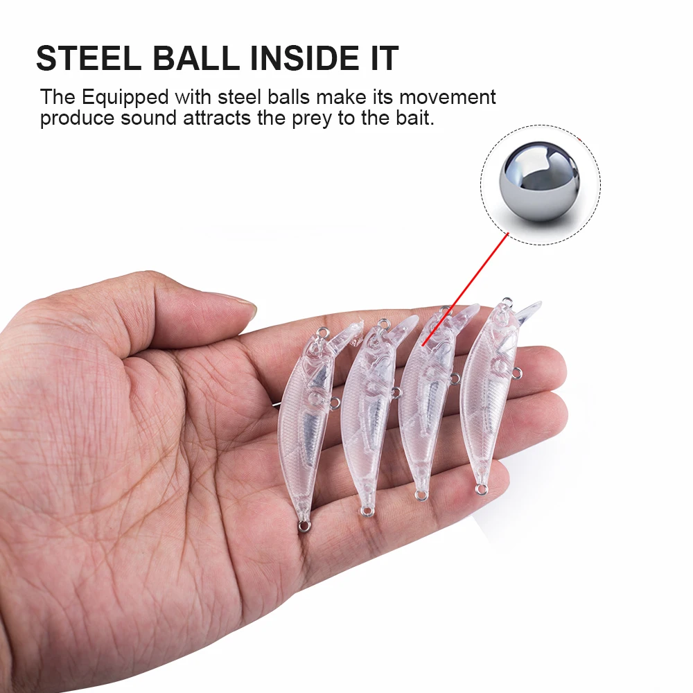 Hanlin-Mini cebo Artificial de plástico duro, cebo flotante, pececillos en blanco, aparejos de pesca, bricolaje, 5,5 CM, 4,2G, sin pintar, 10/20 piezas - imagen 4