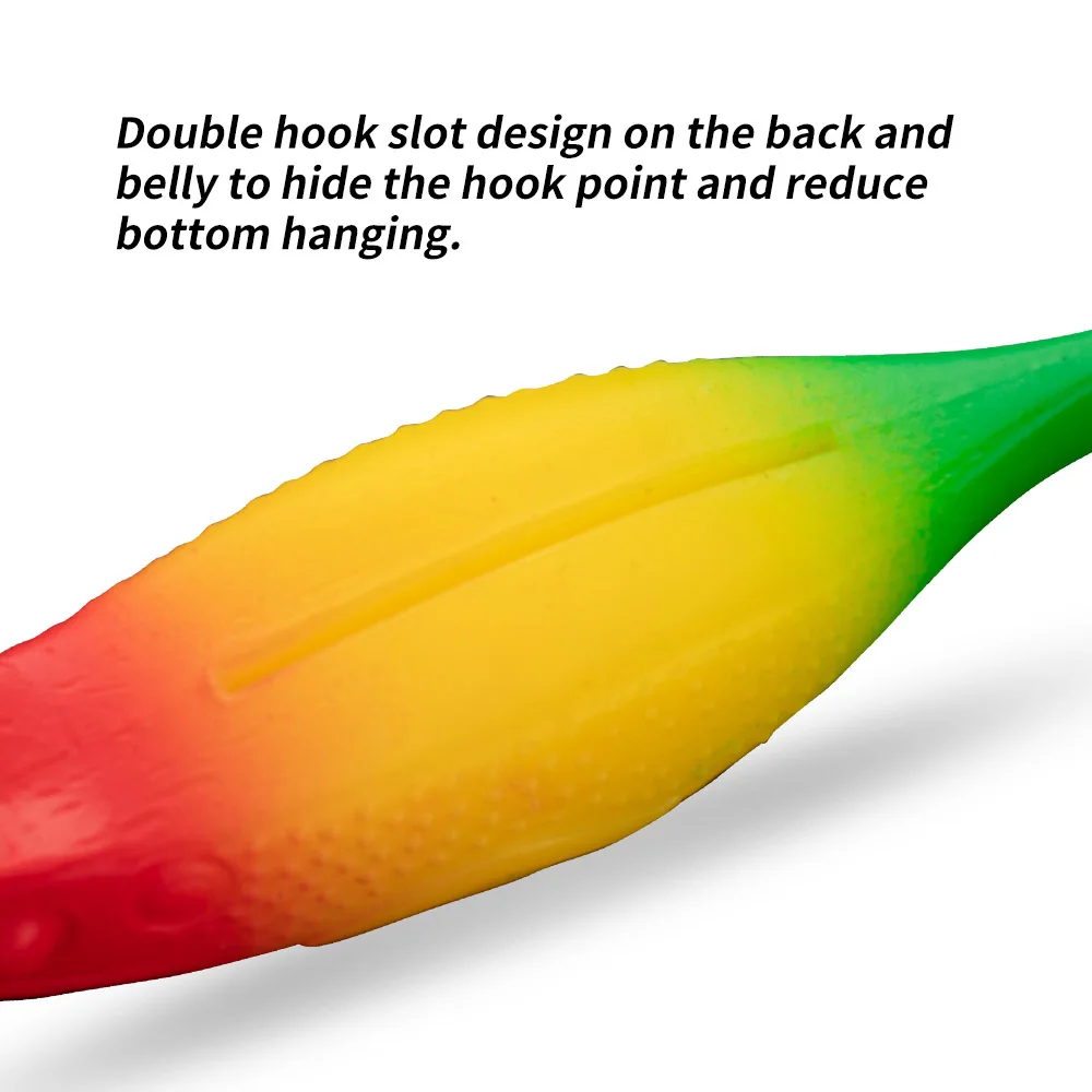 JOHNCOO-señuelo de pesca flotante TPR, cebo suave de cola recta, Rana, lubina, agua salada fresca, 3 piezas, 10cm/11g - imagen 5