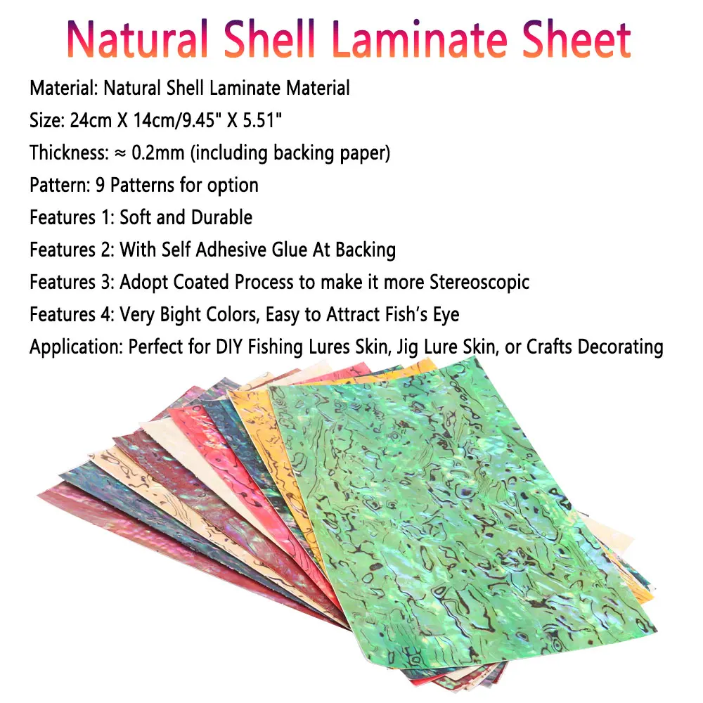 Bimoo Natural Shell Laminate Sheet Paua Coated Abalone Adhesive Veneer Film Sticker Fishing Lure Jig Lure Decorating Accessories - imagen 4