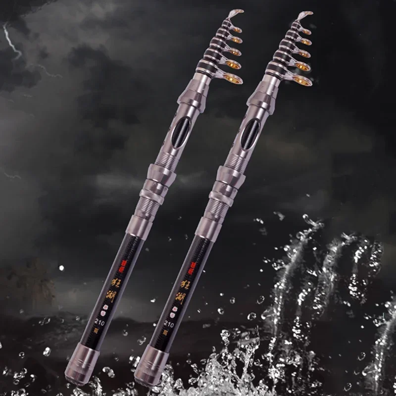 Caña de pescar telescópica ultraligera, cañas de pescar portátiles, alimentador de carpa, corriente de viaje, caña de mano para lago, exterior, 1,5-2,4 m