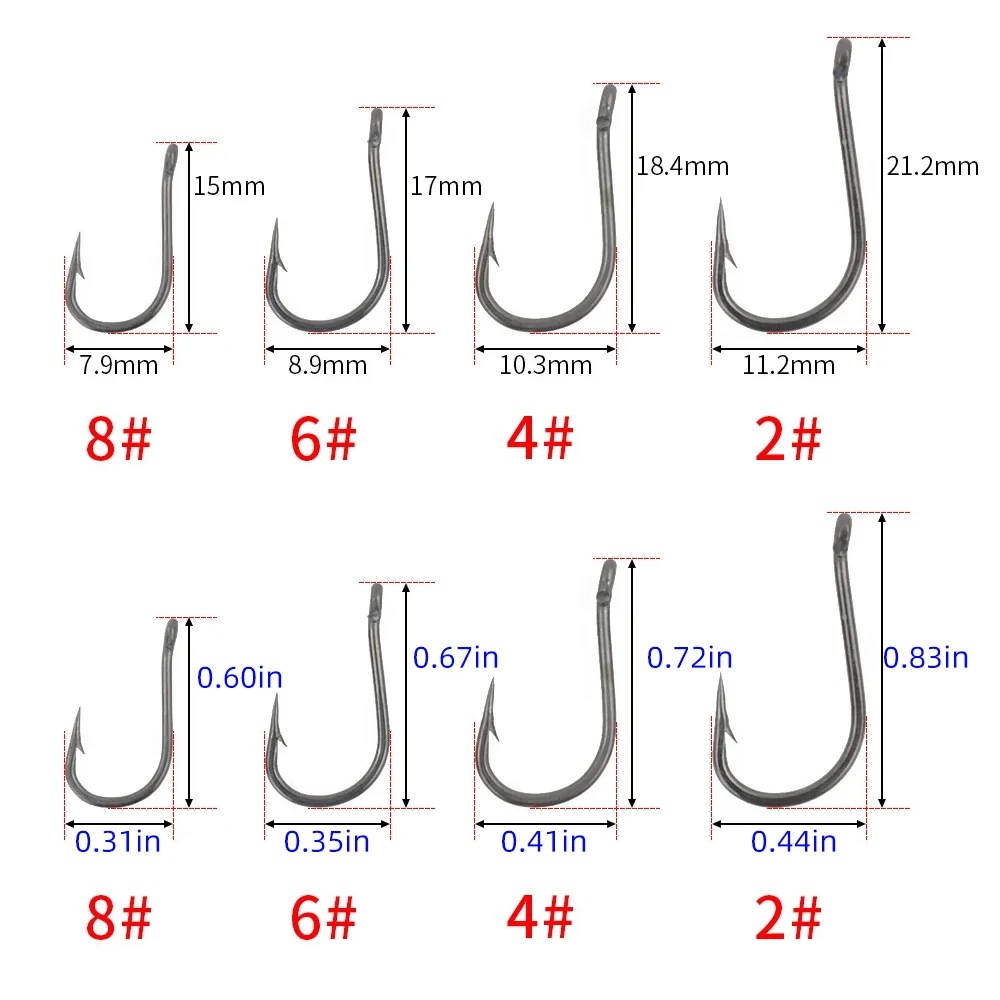 50 Uds. De anzuelos de pesca de carpa con micro púas de acero inoxidable con revestimiento de alto carbono, accesorios de herramientas de pesca 8009 - imagen 3