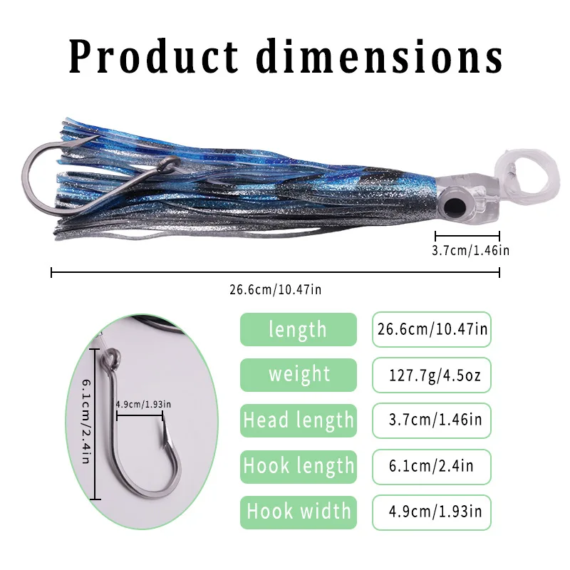 Señuelo de Pesca de Resina con Forma de Pulpo, 6 Piezas, con Falda Suave, para Pesca de Arrastre en Agua Salada, Pesca en Alta Mar, Cebo Grande para Atún, Wahoo, Mahi, Marlin - imagen 4