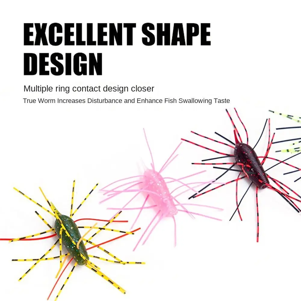4/5 Uds 4cm/6cm pesca erizo de mar cebo suave palo de lubina gusano de silicona señuelo de gusano hecho a mano señuelos de cangrejo
