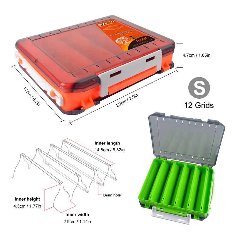 Cajas de pesca, caja de aparejos grande de doble cara para spinners, caja de aparejos de señuelo Egi, estuche para cebo Artificial, organizador de almacenamiento para pescadores - imagen 4