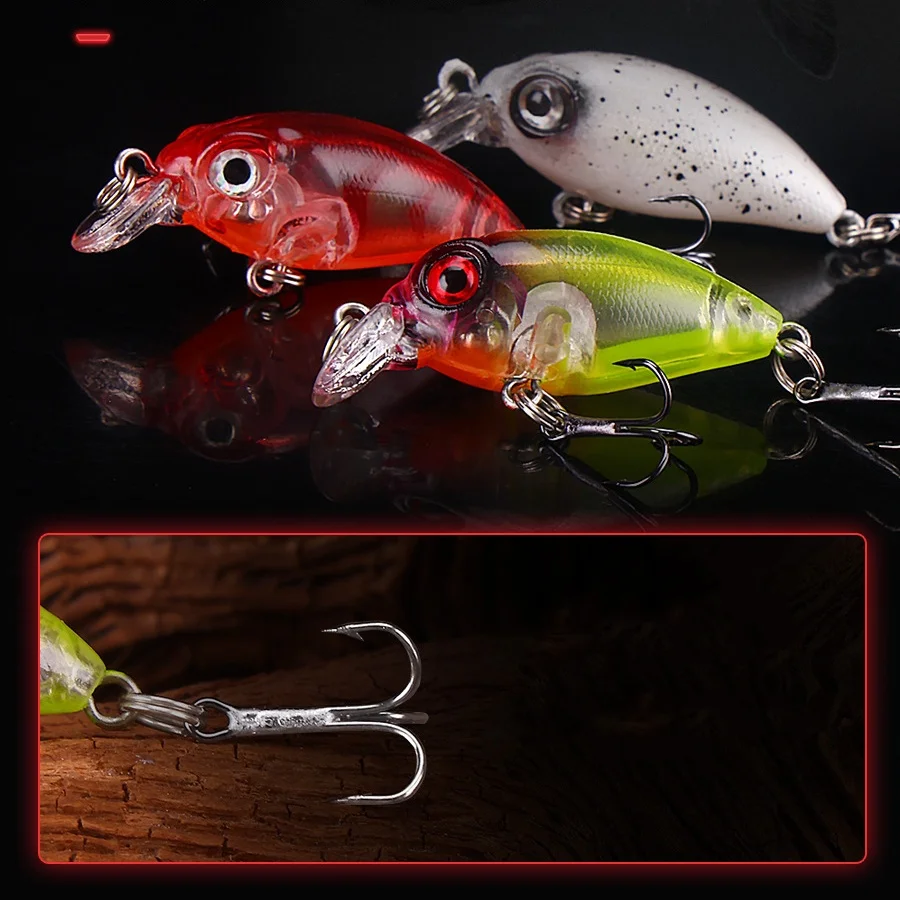 Señuelo de pesca con manivela, cebo duro Artificial, Wobblers brillantes, 3,7 cm/2,6g, Mini señuelos de corriente de pececillo, lote de 5 piezas en oferta - imagen 3