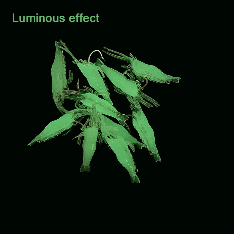 10 Uds simulación suave camarón señuelo anzuelo Crankbaits aparejos de pesca Señuelos de Pesca cebo Artificial Wobblers para curricán - imagen 2