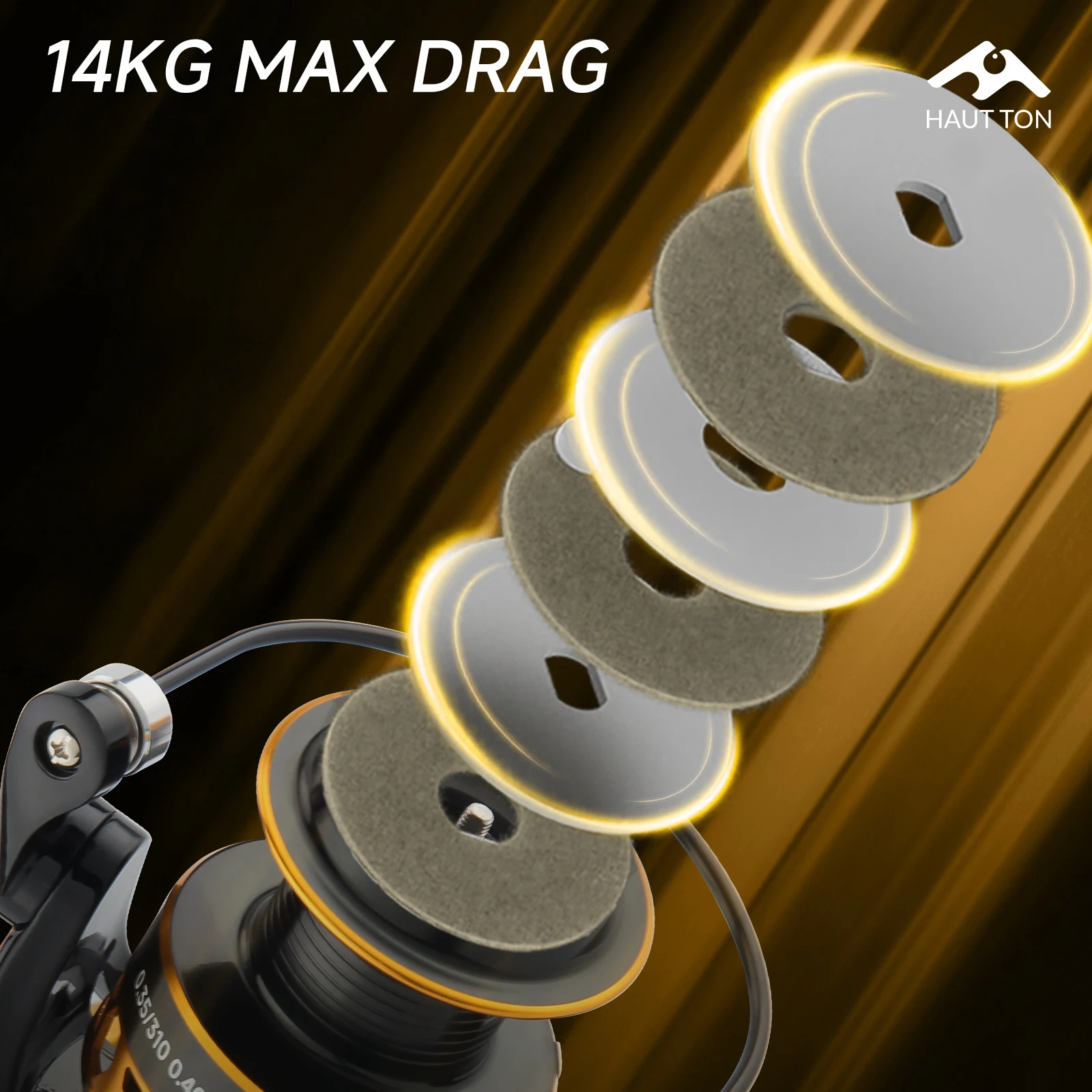 Carrete de pesca giratorio TG amarillo 1500/2500/1000-7000, balancín simple y doble de aleación de aluminio disponible, arrastre máximo de 14KG - imagen 5