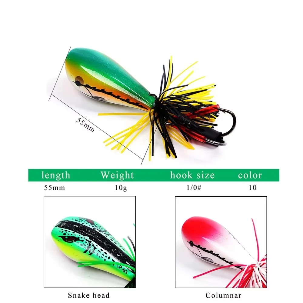 FTK 10g Frog Hard Fishing Lure Swimbait Wobblers Frog Snakehead Lure Minnow Fishing Bait Popper Bass Pike With Double Hook - imagen 3