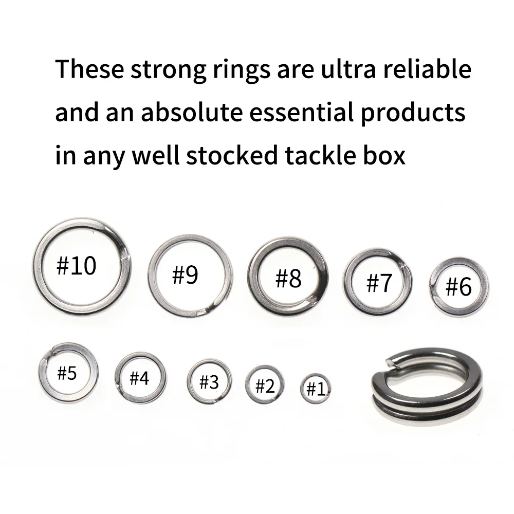 Bimoo-Anillo de pesca dividido de 20 piezas, señuelo de acero inoxidable, accesorio de pesca No oxidado en agua salada - imagen 4