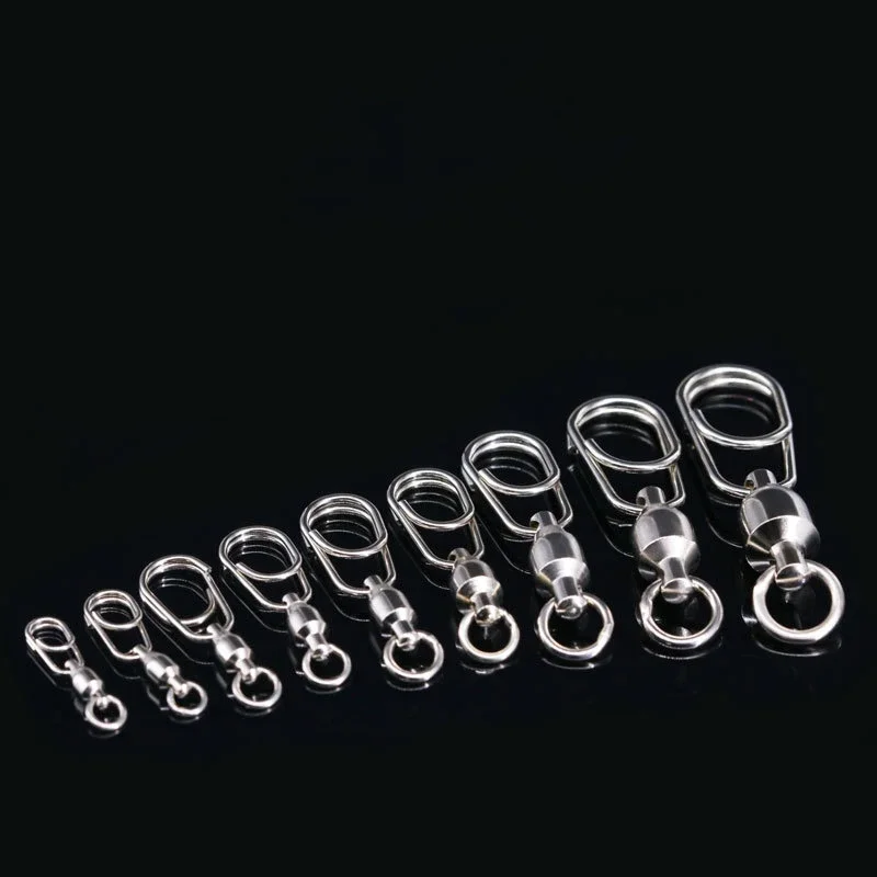 Rodamiento de bolas de pesca de acero inoxidable, conector de anillos sólidos giratorios, 20 piezas, pesca en agua dulce y salada para cebo de curricán - imagen 5