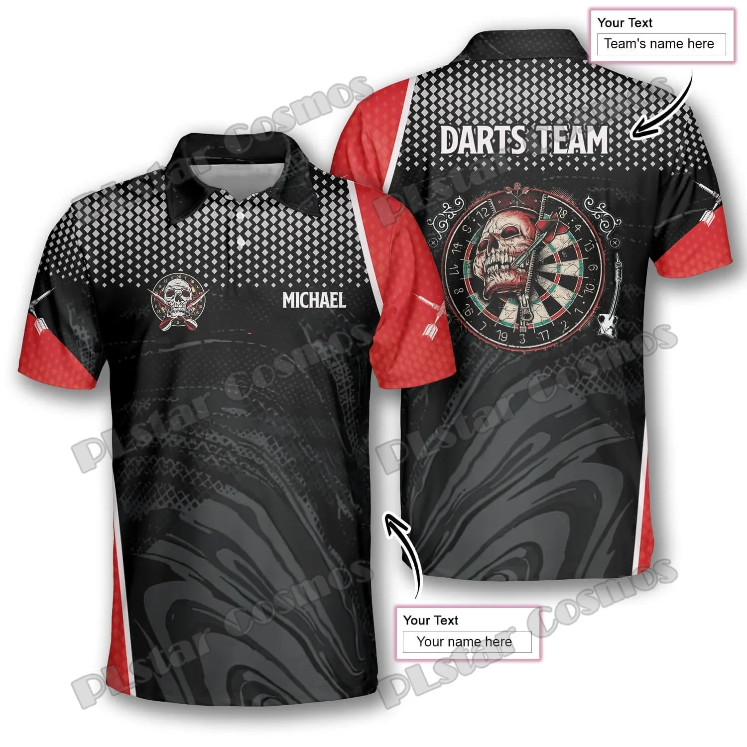 Dardos Lobo Naranja Negro Dardos personalizados 3D Impreso Moda Polo para hombres Verano Casual Unisex Polo premium PLP41 - imagen 5