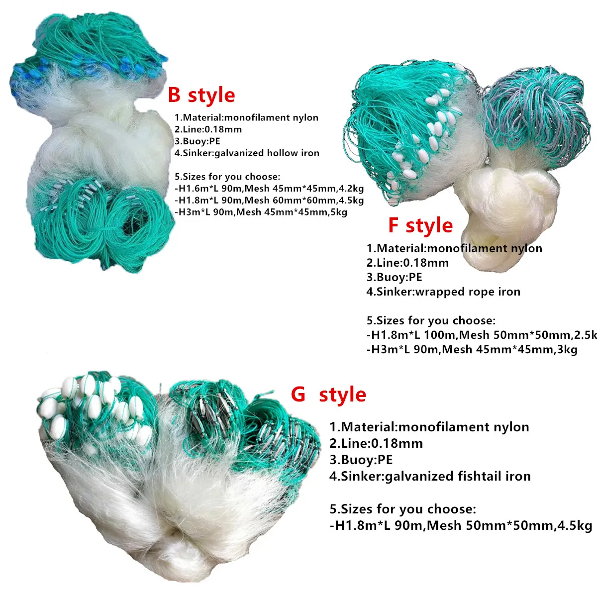 Redes De enmalle De Pesca De nailon monofilamento, red De plomo De 3 capas para mar, Red De Pesca rápida aggrabado, red De pescado De 3kg -6kg - imagen 3