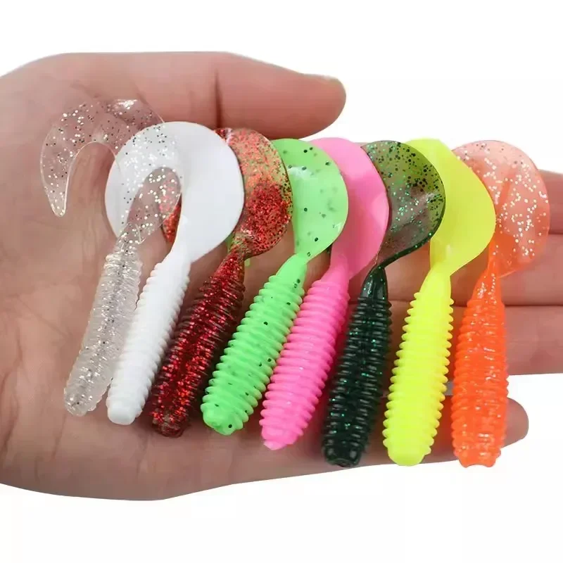 Gusanos rizados silicona Jig Wobblers – Señuelos carpa lubina - imagen 5