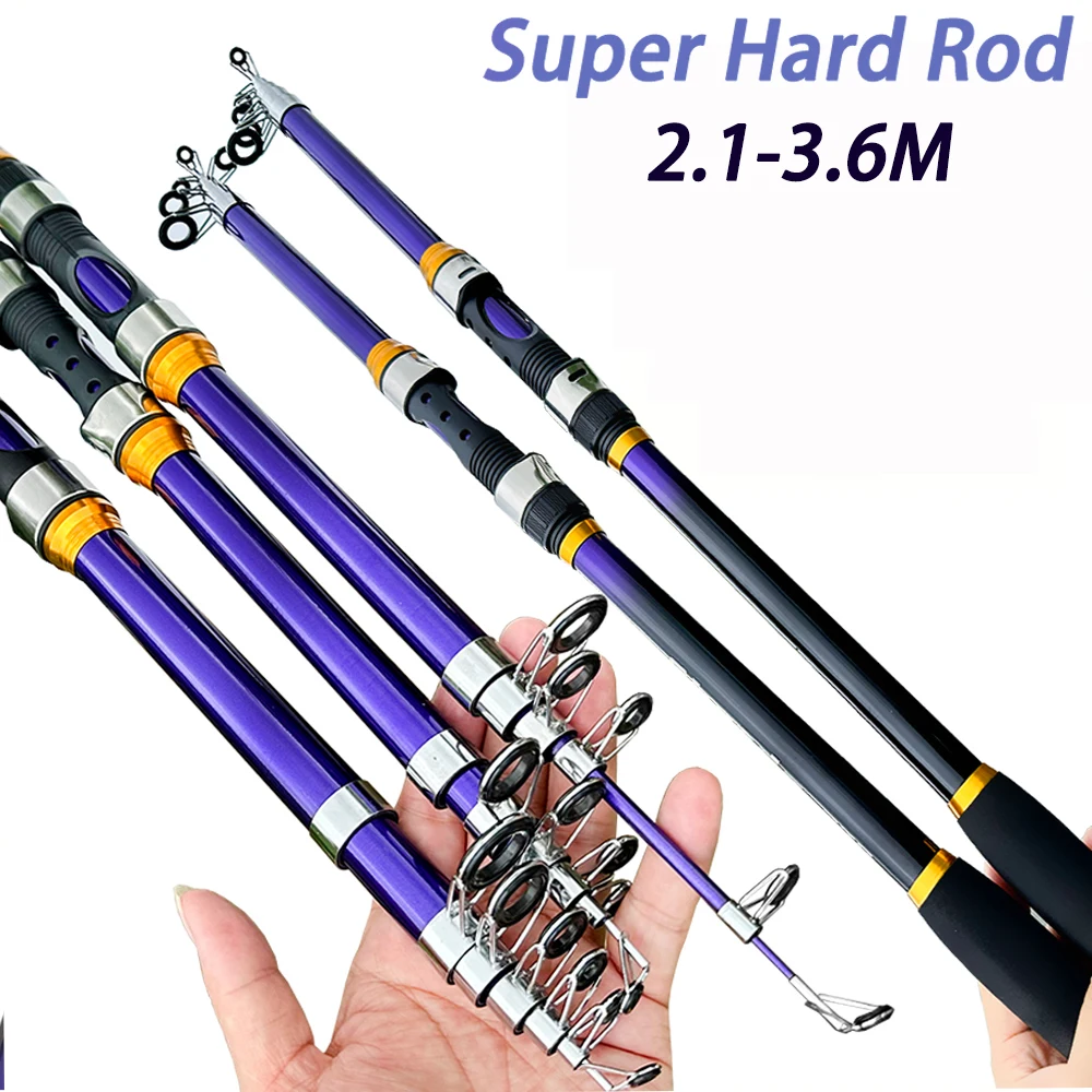 Caña de pescar telescópica para océano, 2,1/2,4/2,7/3,0/3,6 M, fibra de alto carbono, alimentador de carpa giratoria, aparejos de caña de pescar de fundición - imagen 2