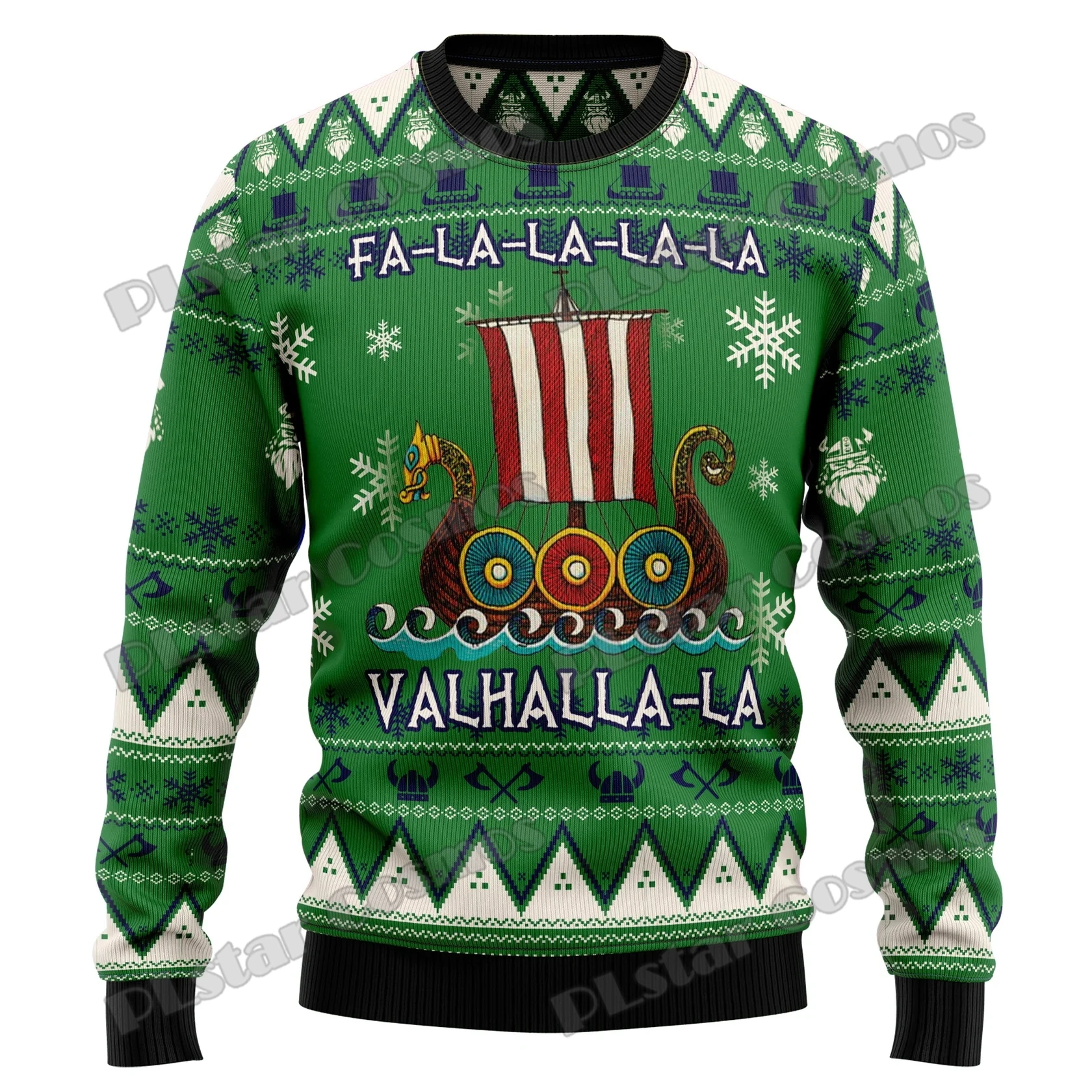 Otoño Invierno Unisex Casual Jersey de punto suéter ValhallaLa tatuaje de Navidad 3D impreso hombres feo suéter de Navidad KMY11 - imagen 3