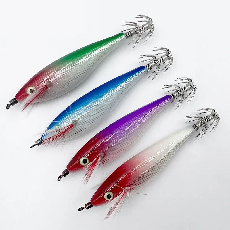 Señuelo de pesca de calamar Horizontal, anzuelo de calamar Artificial, cebos de Pesca de Mar, herramientas de pesca luminosas, 10g/10cm - imagen 5