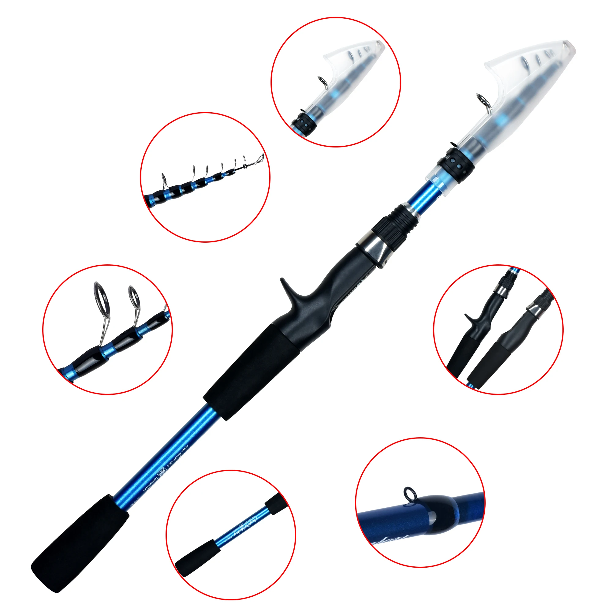 BIUTIFU-Mini caña de pescar telescópica giratoria, 1,8/2,1/2,4 m, para viajes, 3-30g, señuelo de carbono ultraligero, caña para trucha - imagen 3