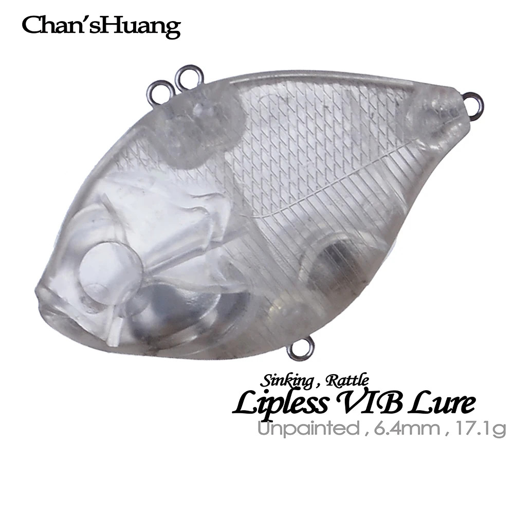 Chan'sHuang 10 Uds sonajero en blanco sin pintar VIB 6,4 cm 17,1g vibración sin labios Crankbait DIY señuelos hechos a mano