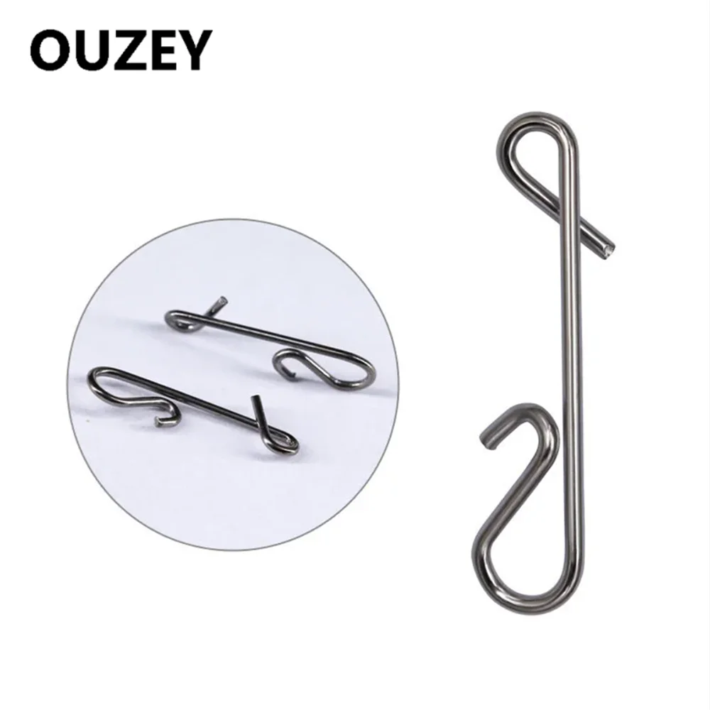 50 Uds Clips de pesca Clips de velocidad de acero inoxidable de cambio rápido broches rápidos Clips colgantes conector Crankbait de agua dulce